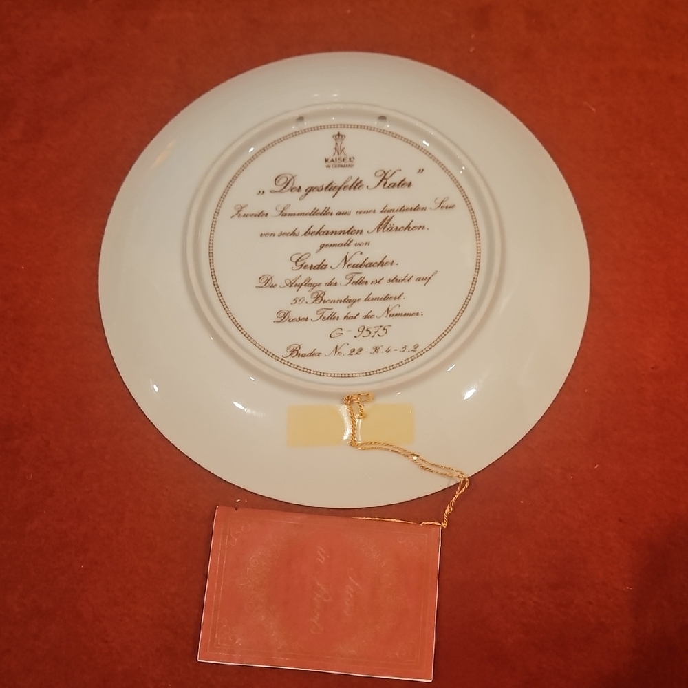 Rosenthal White Decorative Plate.  Puss on the boots.